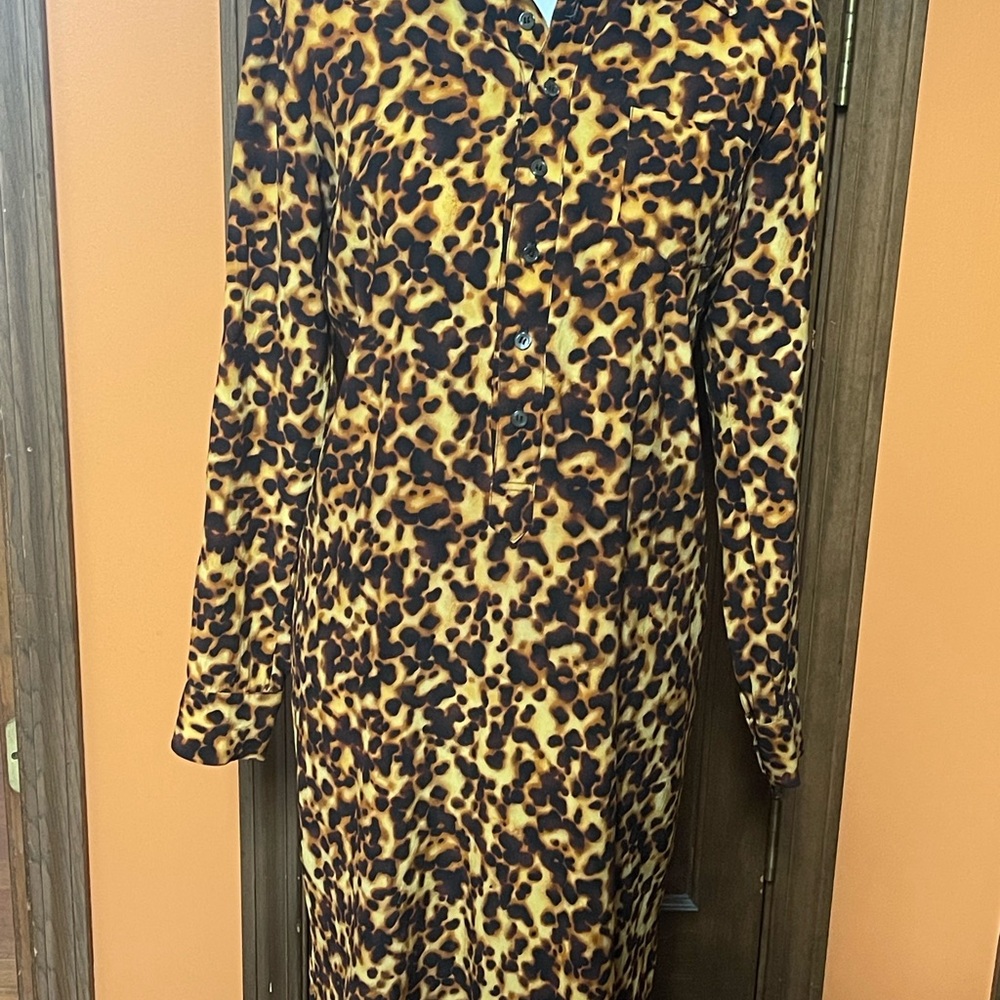 Leopard Print Long Sleeve Dress